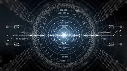 A digital projection of a complex mathematical equation.