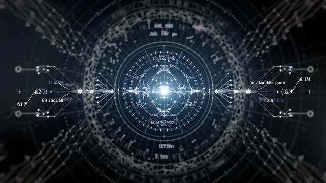 A digital projection of a complex mathematical equation.
