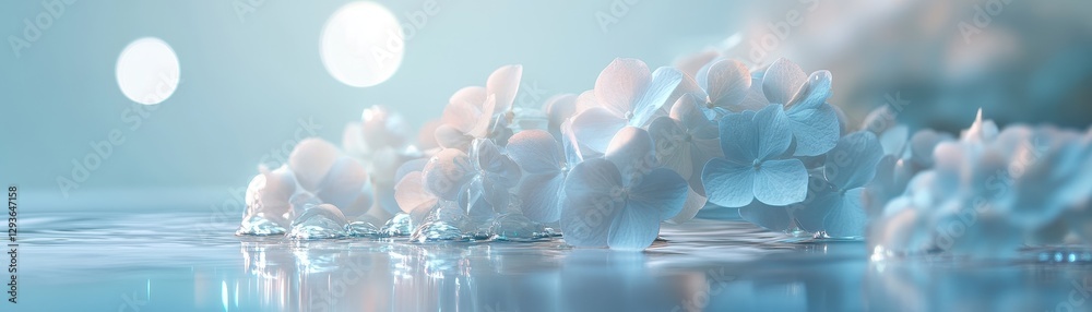Poster ethereal ice formations reflecting light on a calm surface