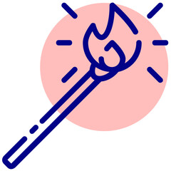 burning match vector mixed outline icon