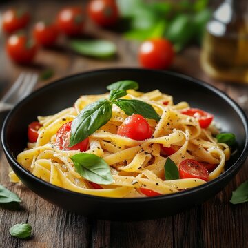 Traditional tomato and basil pasta, Italian style