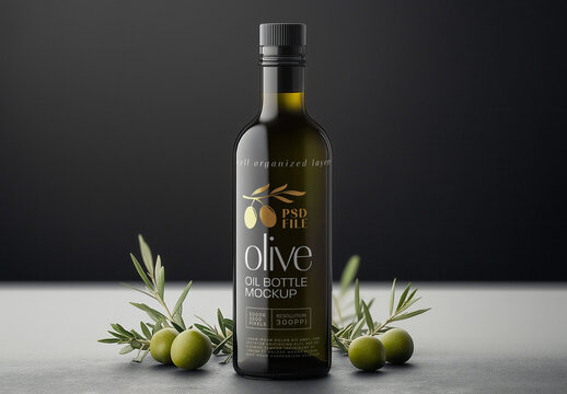 Glass Olive Oil Bottle Mockup for Design and Branding Projects