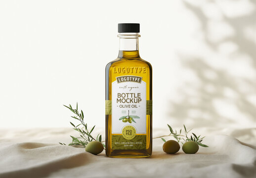 Glass Olive Oil Bottle Mockup for Design and Branding Projects