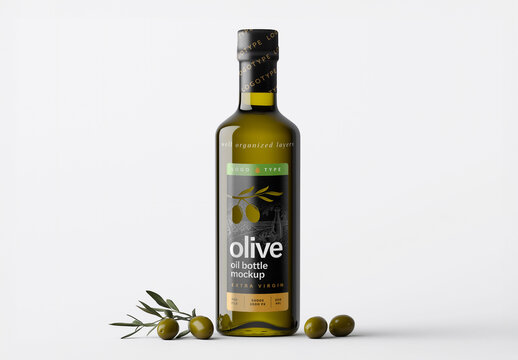 Glass Olive Oil Bottle Mockup for Design and Branding Projects