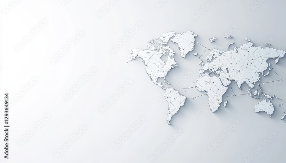 Poster Global World Map in Light Grey Tones: Abstract Minimalist Design