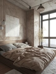 A bedroom with a modern bedroom design aesthetic