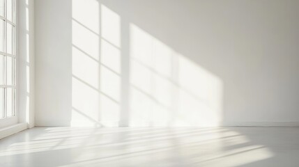 Fototapeta premium Sunlight streams through window onto white room