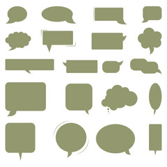 Dialogue box silhouette - vector set . Collection of green speech bubbles .