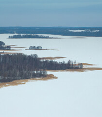 Winter  landscapes in Latvia, in the countryside of Latgale near Siver lake.