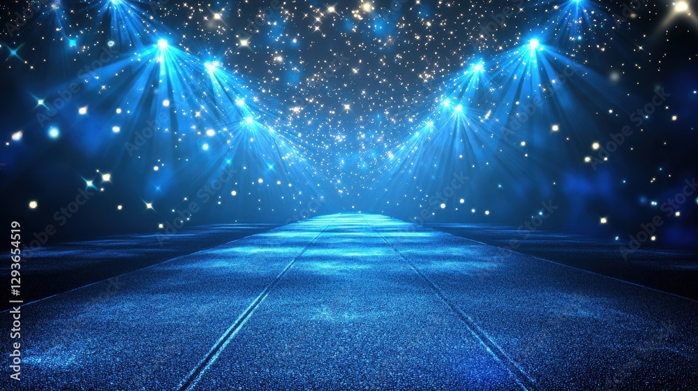 Aufkleber luminous blue pathway with sparkling lights and glittering texture