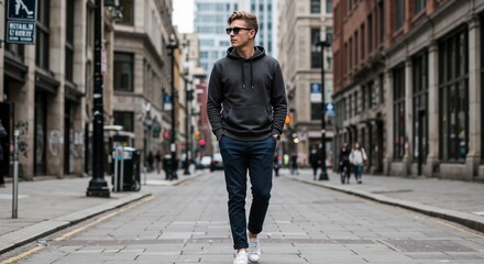 Man Walking Stylishly on City Street