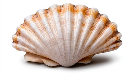 Obraz premium Exquisite seashell displayed on a beach with soft sand and gentle waves creating a serene coastal atmosphere