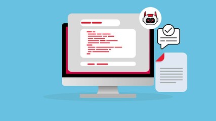 AI-Powered Content Generation, Smart Chatbot Assistant Creating Marketing Solutions for E-Business Growth, 4K animation