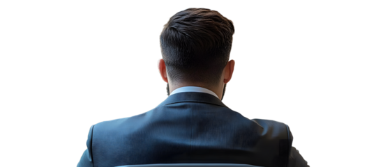 Back view of a businessman discussing his skills during a job interview. with copy space image. Place for adding text or design