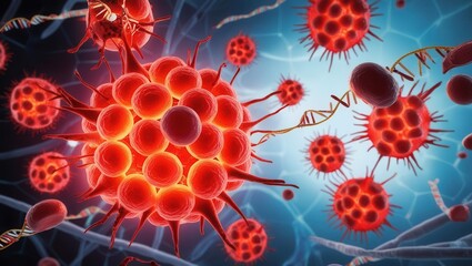 Microscopic cellular activity lab research scientific illustration digital environment close-up view