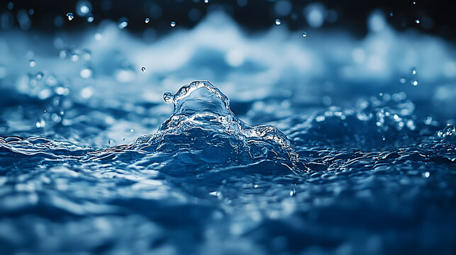 Ripples of Life: Captivating macro shot of water, showcasing the dynamic interaction of liquid elements as a drop impacts, creating mesmerizing ripples and splashes.