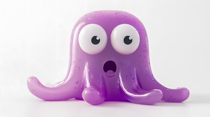 Obraz premium A purple octopus with big eyes and a surprised expression