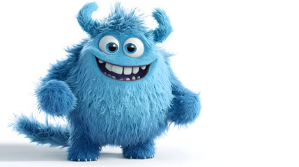 A blue monster with big eyes and a big smile