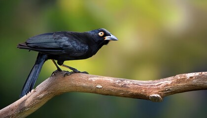 Black Baza Perched on a Branch Majestic Aviceda leuphotes Against Lush Green Forest Background, Capturing Serene Beauty and Dynamic Vigilance