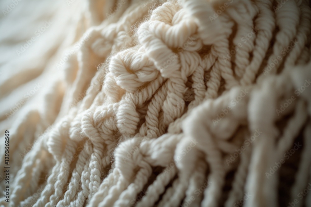 Poster a detailed view of a blanket with a knot, suitable for use in scenes about coziness or warmth