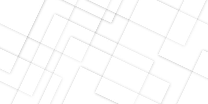 Abstract white background design with layers of textured white transparent material in triangle and squares shapes. White color technology concept geometric line vector background. minimalistic deign.