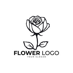 Elegant Flower Vector Logo – Minimalist Rose Design for Beauty, Nature, and Floral Branding