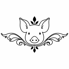 Pig head line silhouette vector illustration art , logo type
