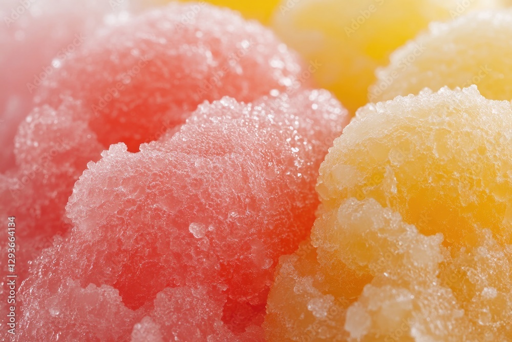 Poster close-up view of a colorful pile of sugared fruit, ideal for use in food and dessert photography