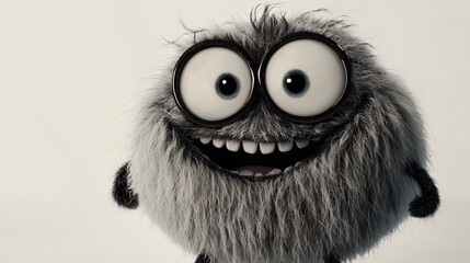 A cartoonish creature with big eyes and a big smile