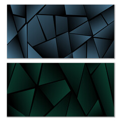 Abstract polygonal pattern. Set of two dark gradient polygonal backgrounds. Background design, cover, postcard, banner, wallpaper