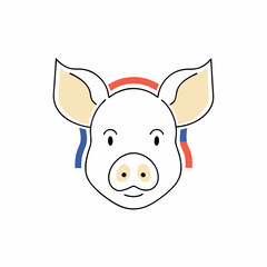 Pig head silhouette vector illustration, logo type
