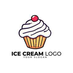 Delicious Ice Cream Cupcake vector Logo – Fun and Playful Dessert Branding Design for Bakeries, Sweet Shops, and Cafes