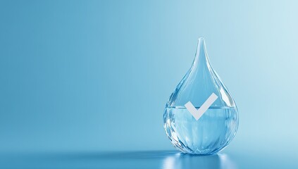 Approved Water Drop on Light Blue Background
