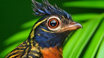 Exotic Bird Profile, Tropical Foliage