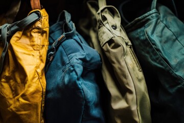 A collection of coats hung up for sale or display