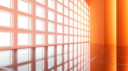 Modern Orange Interior with Windows