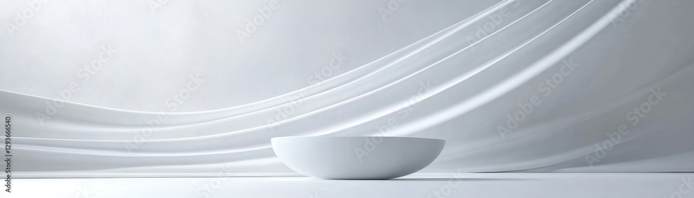 Poster serene minimalist composition with white bowl and abstract background
