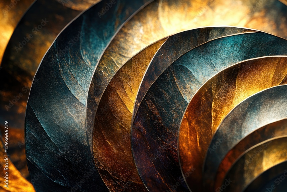 Poster a detailed view of multiple colored metal components, ideal for illustrating technical or industrial