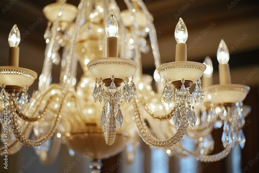 Poster a decorative chandelier with multiple lights suspended from above