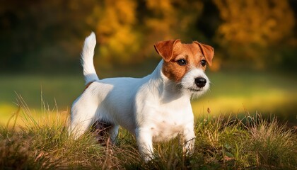 Playful Jack Russell Terrier in Wintery Landscape, Frosty Ground and Evergreen Trees, Capturing Joy and Energy Amidst Whiteness