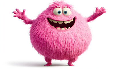 Fototapeta premium A pink monster with big teeth and a big smile