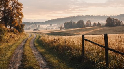 A road runs through a field of tall grass