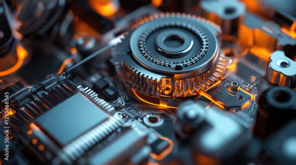 Aufkleber Detailed view of a computer's main circuit board with components and wires