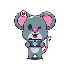 Mouse cartoon vector illustration with camera