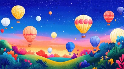 Obraz premium A colorful sky with many hot air balloons floating in it
