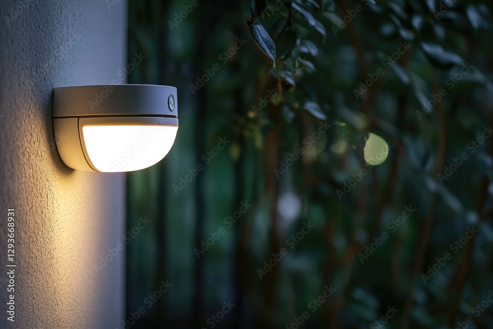 Poster A close-up shot of a light source on a wall, suitable for use in interior design or architectural contexts