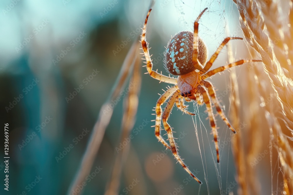 Aufkleber a spider sits on top of its intricate web, showcasing its mastery over the delicate design