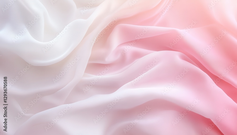 Poster Soft Pink and White Fabric Texture Background. Elegant Draped Material with Subtle Gradient.  Perfect for Wallpaper, Decor, and Design Projects.
