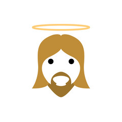 Jesus face icon on a white background, vector illustration