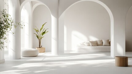 Minimalist White Archway Living Room Interior